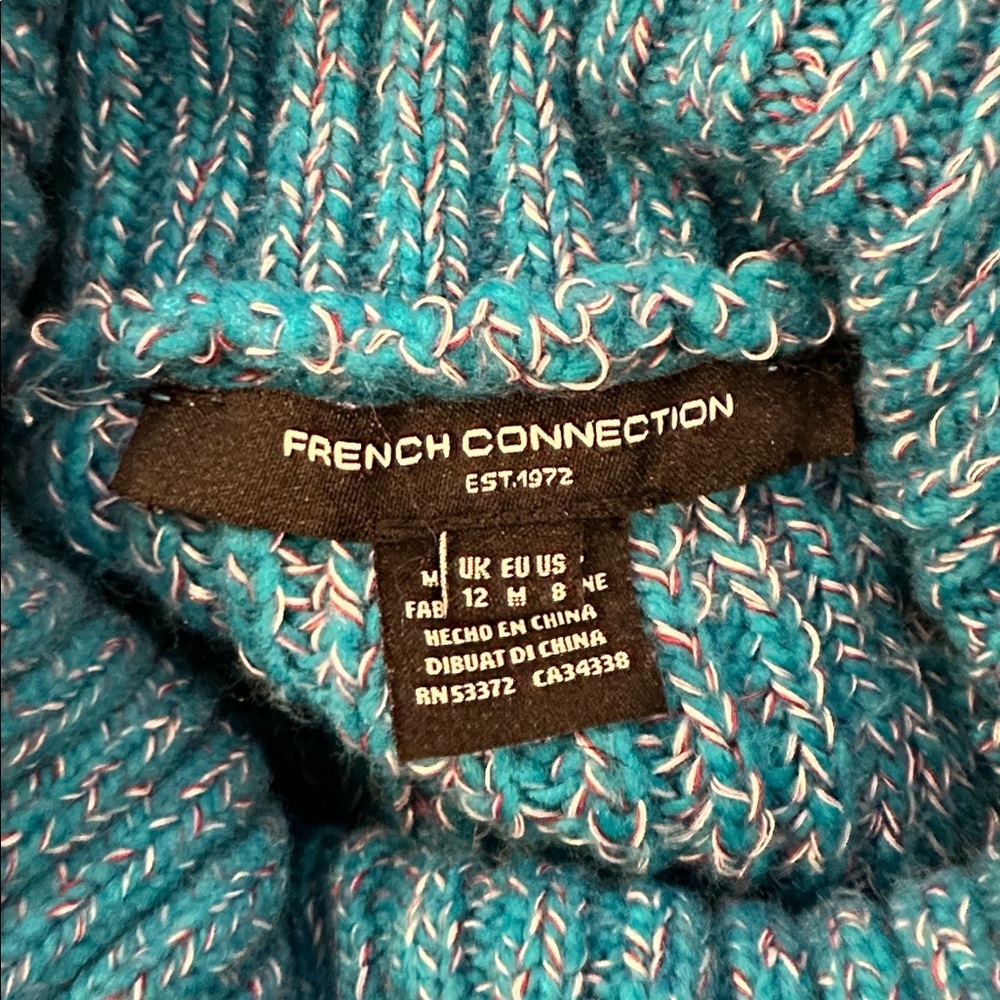 French Connection Teal Cowl Knit TurtleNeck Sweater 8 - Picture 6 of 8
